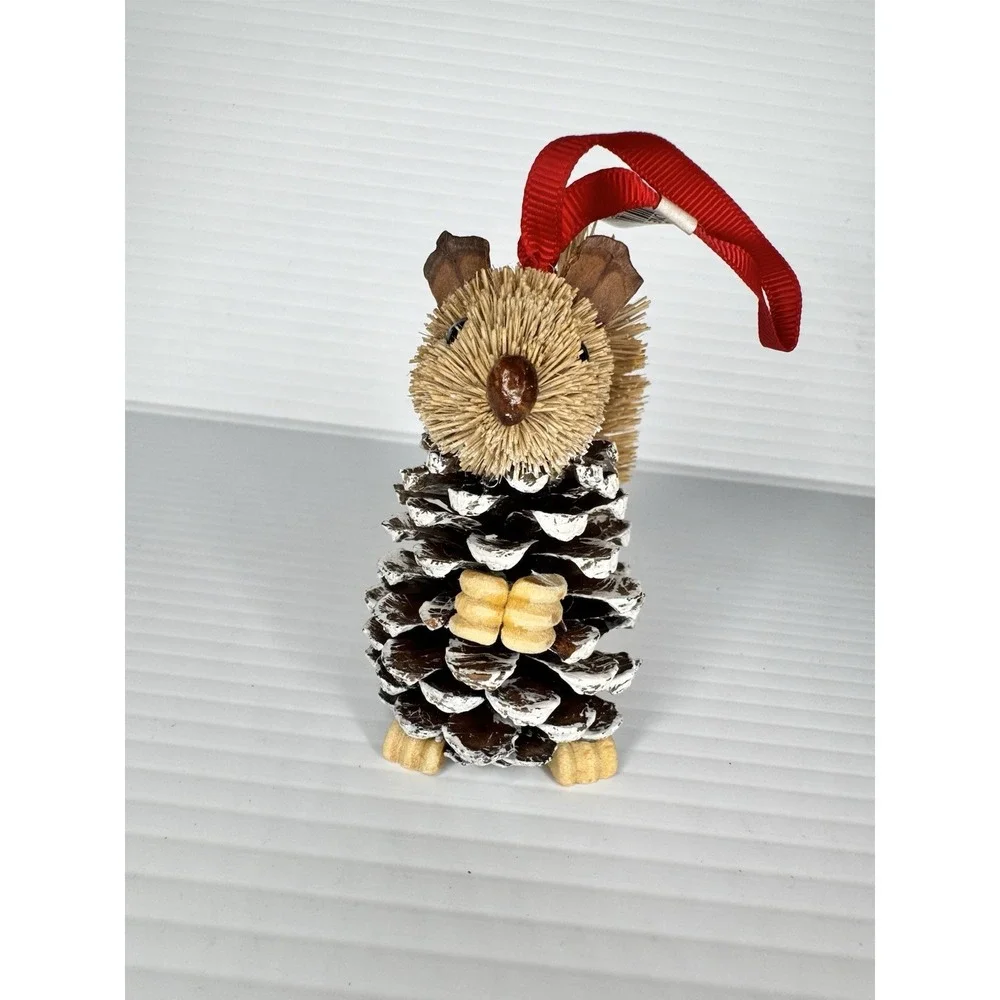 Pottery Barn NWT Squirrel Christmas Ornament Hanging Pinecone 4